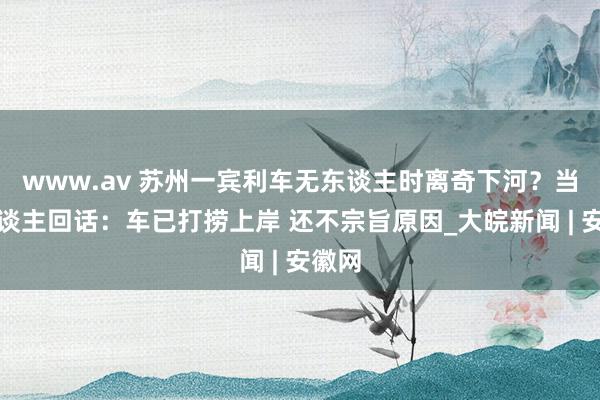 www.av 苏州一宾利车无东谈主时离奇下河？当事东谈主回话：车已打捞上岸 还不宗旨原因_大皖新闻 | 安徽网